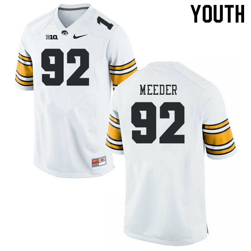 Youth #92 Marshall Meeder Iowa Hawkeyes College Football Jerseys Stitched Sale-White